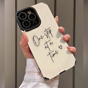 Samsung Galaxy S21 Phone Case Vertical Stripes PU Leather Ivory Slogan Graphic